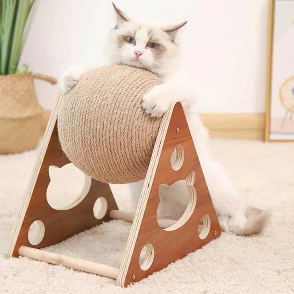 Wooden cat scratching ball